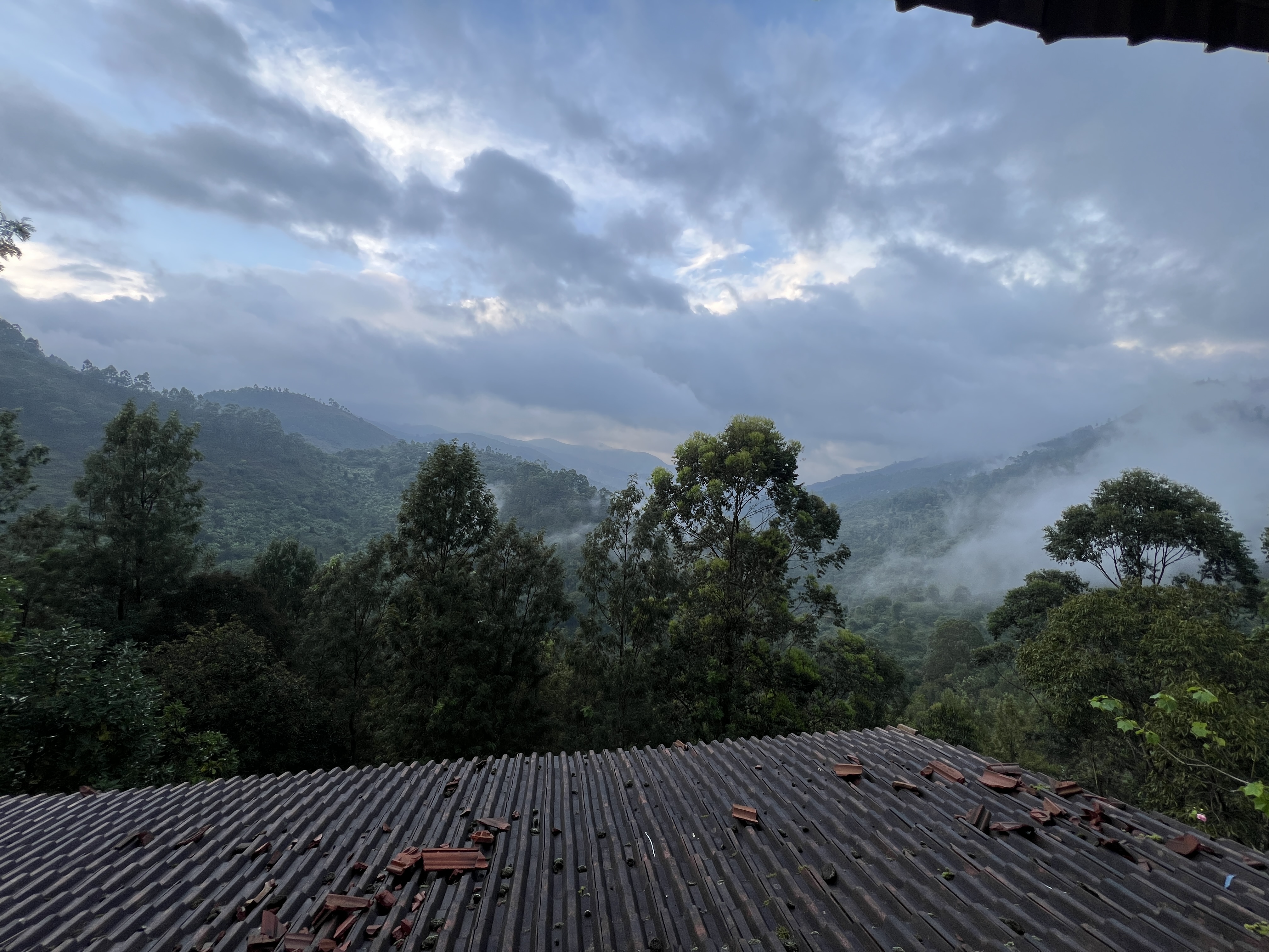 Dramatic misty mountain view over Kodaikanal
